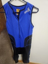 Sparx X Triathlon Suit Racing Tri Cycling Skin Suit Bike Swim Run Blue, Med