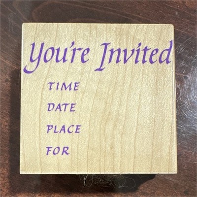 Hero Arts You're Invited Mounted Rubber Stamp on Wood Block Words & Phrases