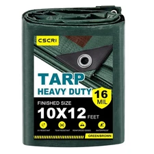 16Mil Finished Size 10x12 Tarp Heavy Duty Waterproof, Large Outdoor Multipurp...
