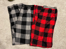 Calvin Klein Boys 2PC Lot Pajama Pants - Red Plaid/Black Plaid - Size XL 14-16