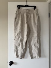 Women s Beige Straight Leg Athleta Retreat Linen Pant Medium Petite