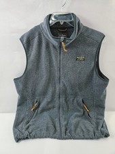LL Bean Fleece Mountain Classic Vest Mens Large Reg Gray Full Zip Side Zip Pockt