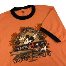 Mens Walt Disney World Mickey Mouse Short Sleeve Ringer T-Shirt Size Large