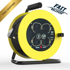 Extension Reel 50 Metre Extension Lead Heavy Duty Cable Reel