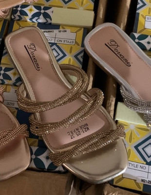 Flache Damen-Slipper Diamanten Party Hochzeit Strand Urlaub Sandalen