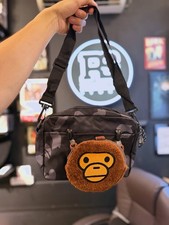 A Bathing Ape BAPE ABC Camo Crossbody Shoulder Bag w/ Baby Milo Keychain NWT