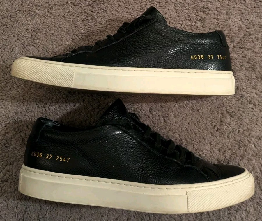 Common Projects Achilles Pebbled 6036 Black Leather Sneakers EUR