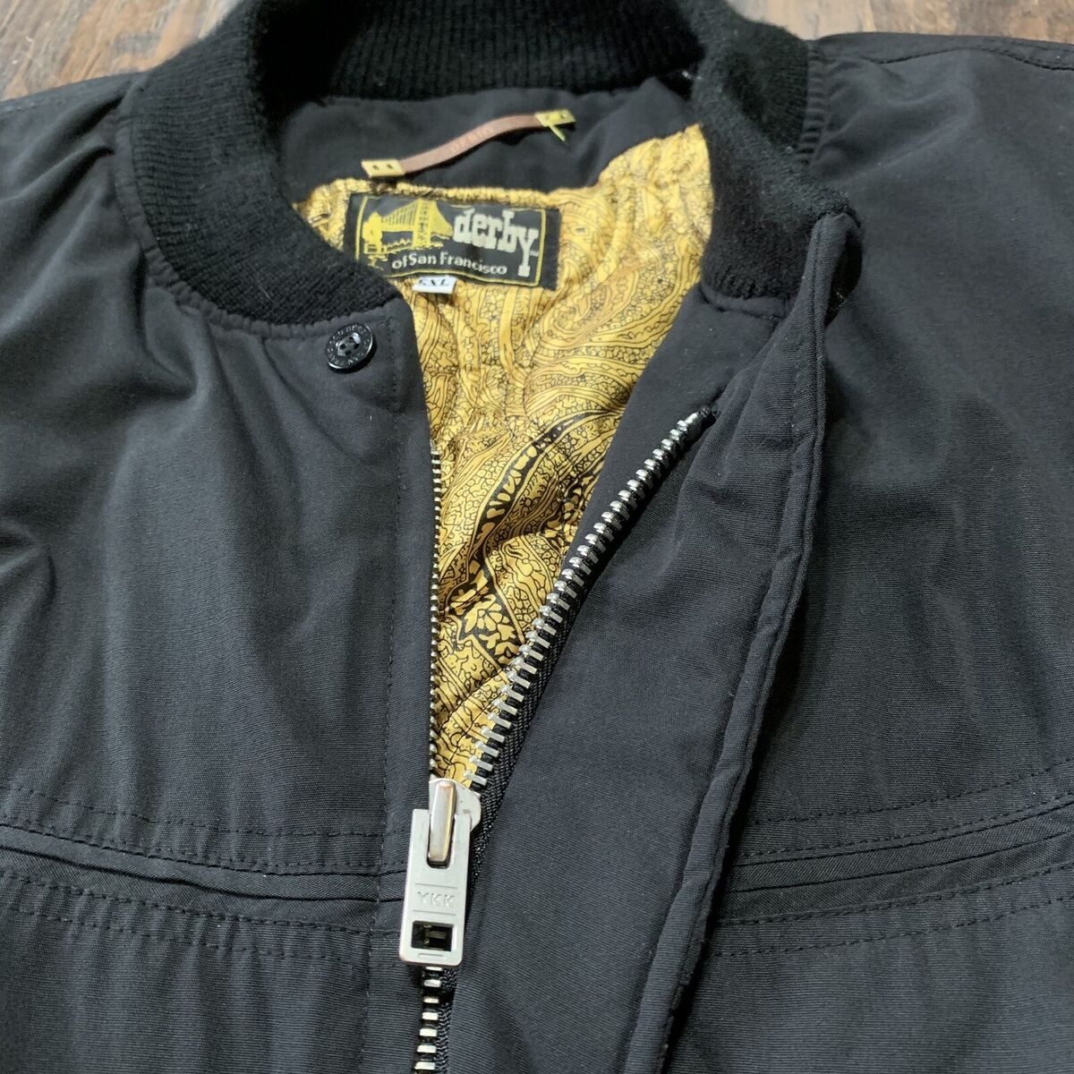 Vintage Derby Of San Francisco Black Bomber Jacket Gold Vintage Derby Of San Francisco Black Bomber Jacket Gold