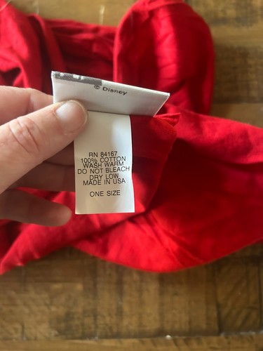 Disneyland Resort Red Cotton Fashion Scarf W/ Love Mickey Tattoo NWT USA Made - Picture 8 of 8