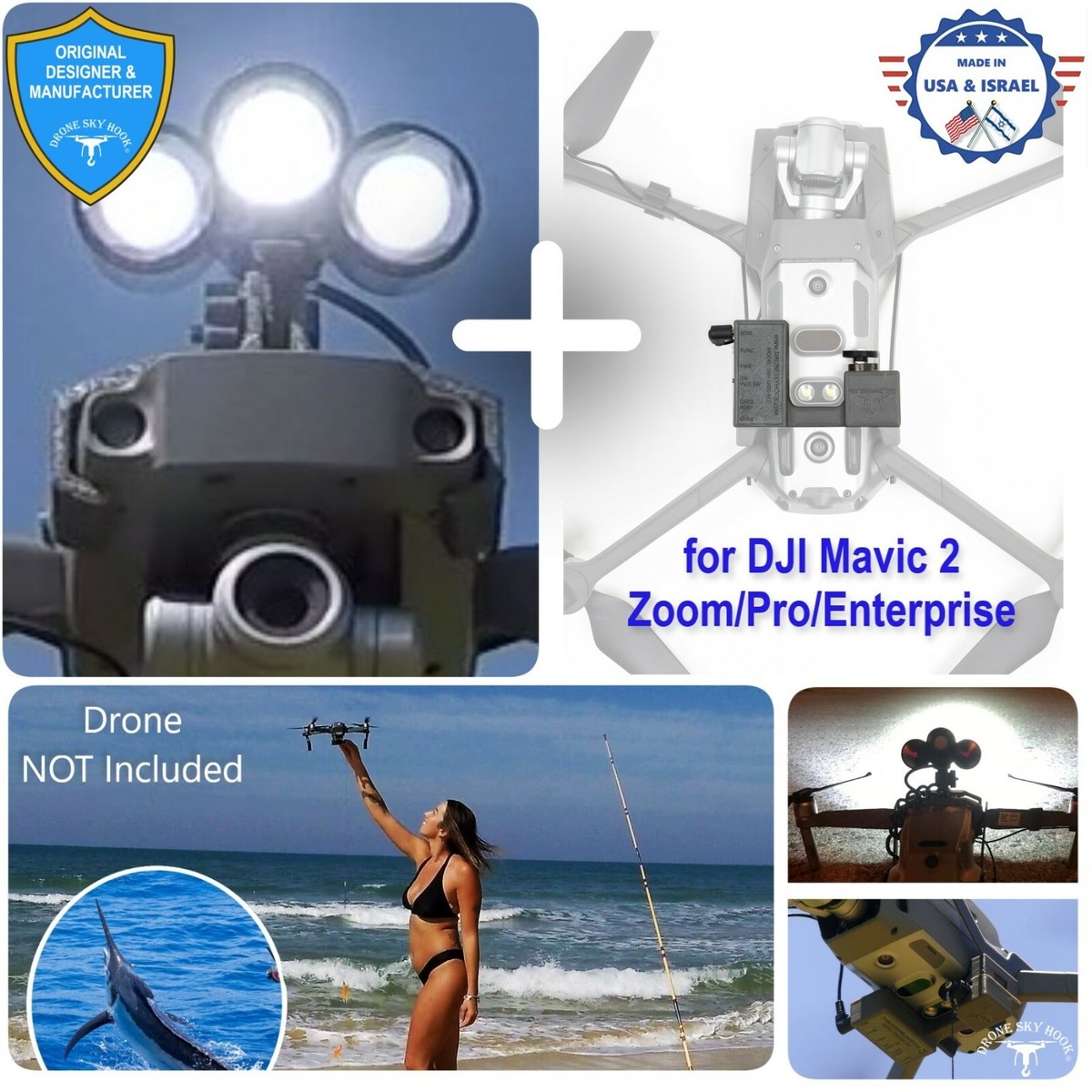 PROFESSIONAL Release Device and Searchlight, for Drone Fishing for DJI  Mavic