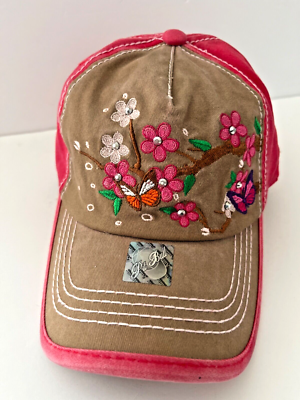 Floral Butterfly Embroidered Hat Women Embroidery Butterfly Baseball Cap Flower Print Bling  main image 3
