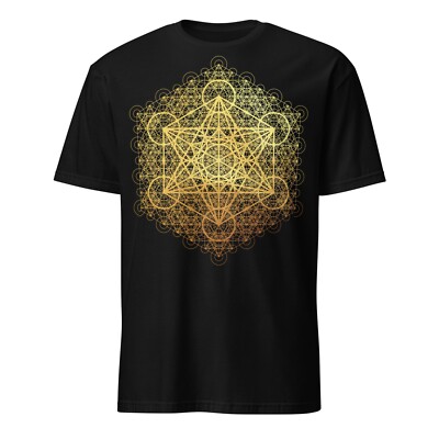 Sacred Geometry, Metatron's Cube, Transcendence, Gold Geometric Unisex T-shirt