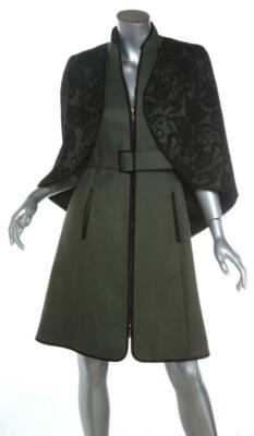 JASON WU Olive Green Lace Coverlet Short Sleeve Knee-Length  display picture 2