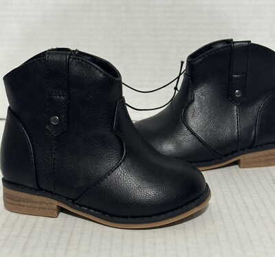 New Cat Jack Tiffy Zip Up Black Ankle Boots Booties Girls