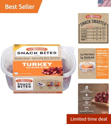Savory Turkey Snack Bites - Hardwood Smoked, Keto-Friendly, 16 oz Resealable Tub