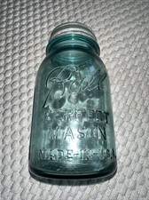 Ball Perfect Mason Jar Blue 1 Qt., 1 (Underlined) Ribbed Made In USA
