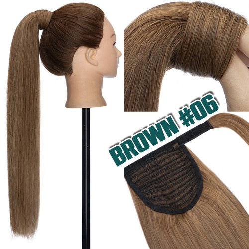 Ponytail Extension Thick Clip in 100% Real Remy Human Hair Wrap Around Hairpiece - Picture 22 of 40