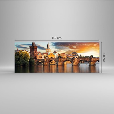 Tableau Déco Sur Verre - Impression Paysage Du Pont De Prague (100x50cm) - Style Moderne Sépia