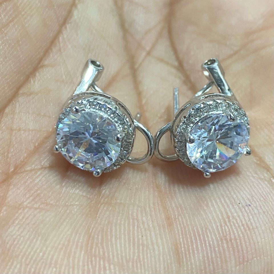 QVC TOVA for Diamonique 4.00 cttw Stud Earrings, Sterling Preowned