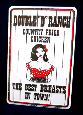 DOUBLE D Best Breasts - *US Made* Embossed Sign - Man Cave Garage Bar Shop Decor