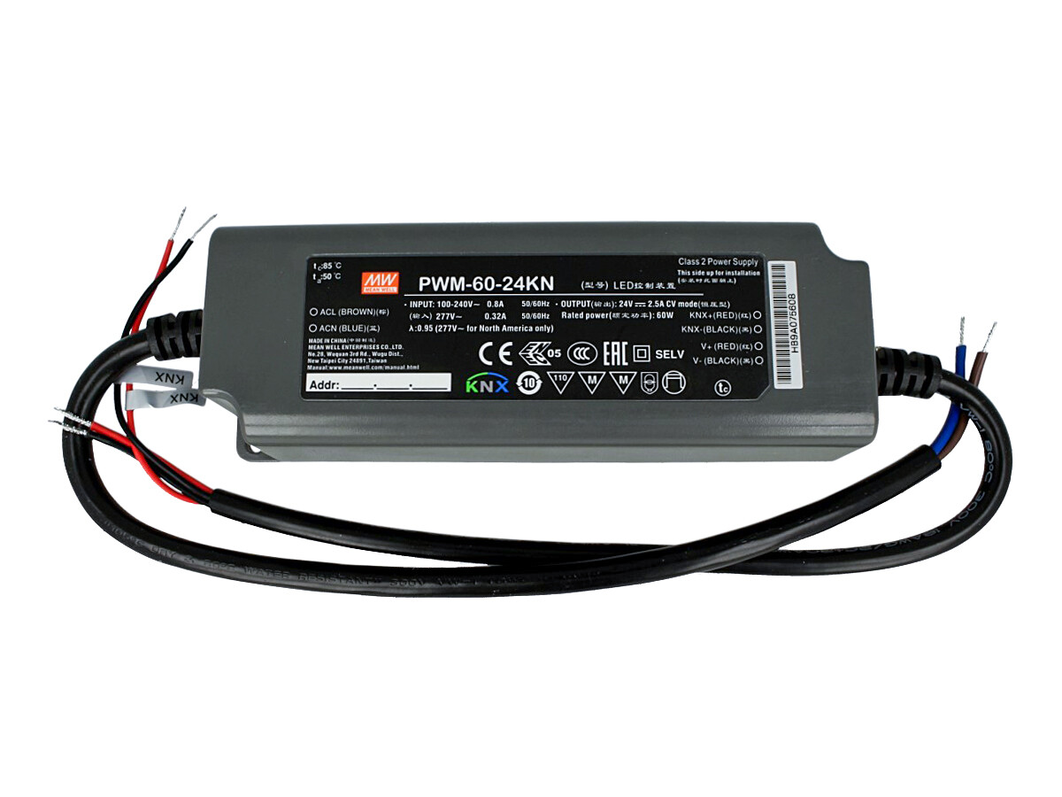 MeanWell PWM-60-24KN Trasformatore CV 24V 2,5A 60W Dimmerabile KNX Konnex IP67