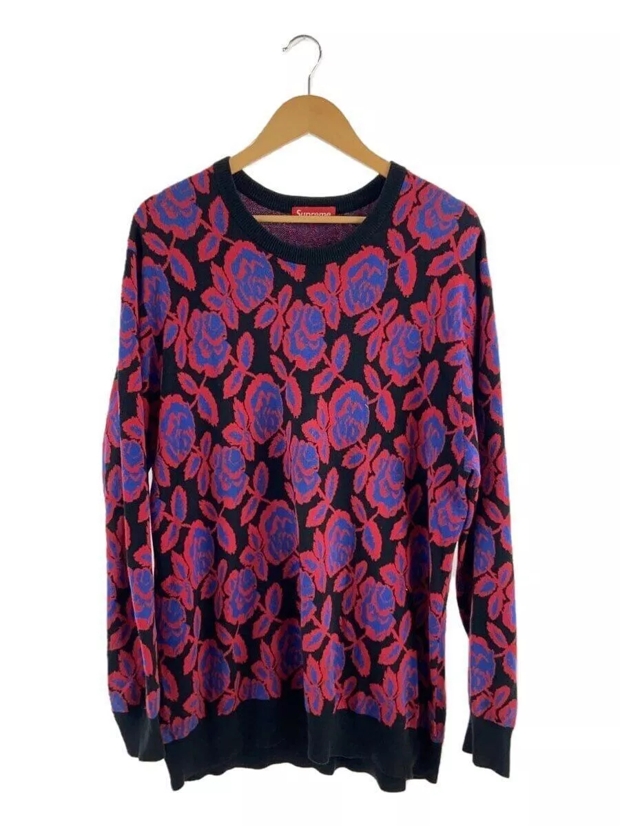 Pull tricot Supreme 12AW Rose (mince XL coton ROUGE motif complet Occasion