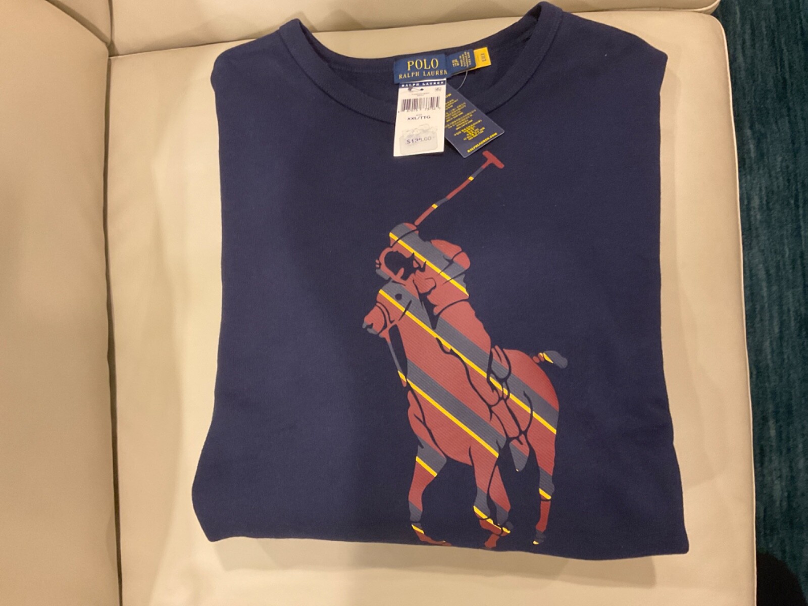 Felpa in pile grafica POLO RALPH LAUREN grande e alta equitazione pony player