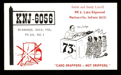 QSL Kartenradio USA KNJ6056 Martinville Indiana 60er Jahre Noble & Sandy Littell V114