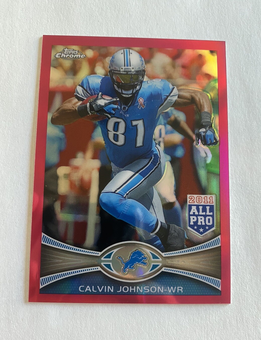 2012 Topps Chrome Pink Refractor /399 Calvin Johnson #115 Detroit Lions Football
