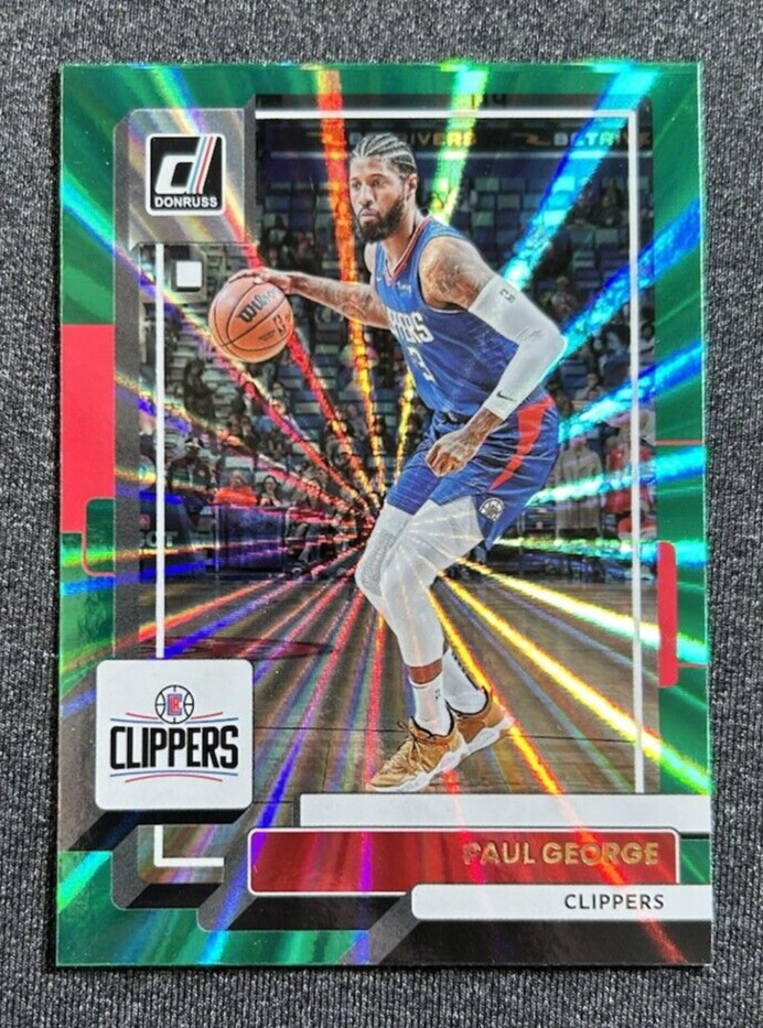 2022-23 Panini Donruss Holo Green Laser #122 Paul George Los Angeles Clippers