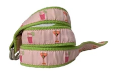 Douglas Paquette Pink and Green Cocktail Ribbon Belt - Size Small 🍸