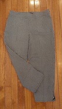 TALBOTS HERITAGE BLACK  WHITE GEOMETRIC PRINT CROPPED PANTS Side Zip SIZE 8P