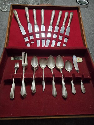 🔥 Oneida Community Tudor Plate Art Deco Silverware Set 1930's 29 Pieces ...