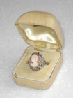 GORGEOUS VINTAGE SOLID STERLING SILVER CAMEO SHELL DRESS RING UK SIZE N BOXED