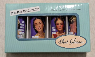 ANNE TAINTOR Original Vintage Humor Co. 4-Pack  SHOT GLASSES New in Original Box