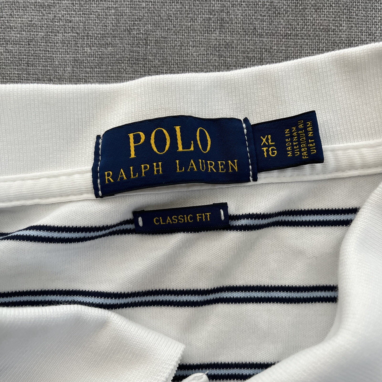 Polo Ralph Lauren Camicia Uomo XL Bianca a Righe Classic Fit Pony in Carne