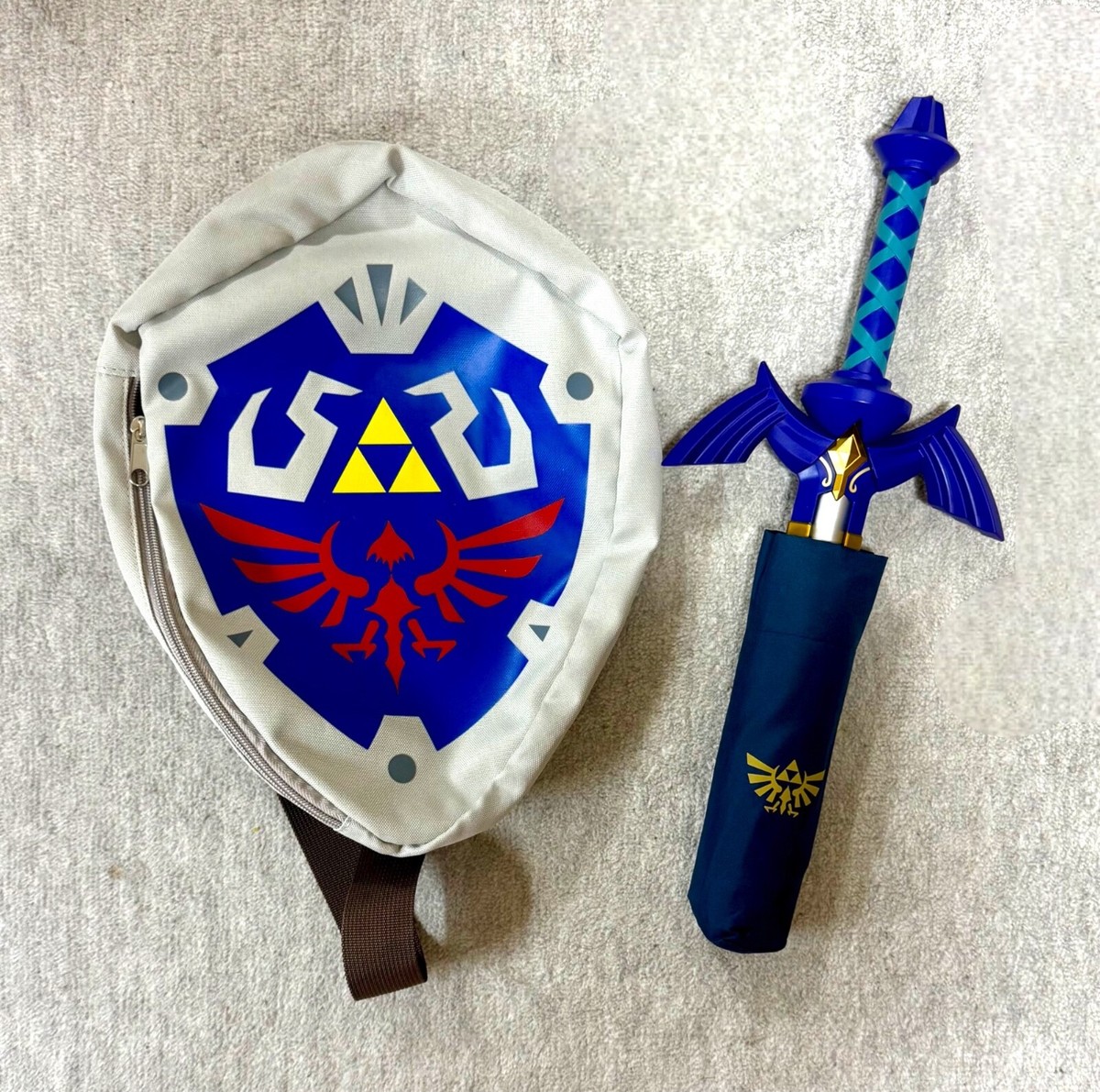 Legend of Zelda Master Sword Umbrella & Hylian Shield Bag Set from