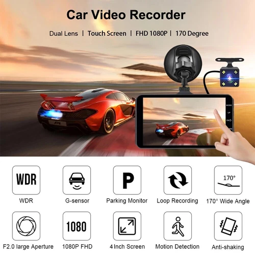 4" Car Camera Recorder Dual Front and Rear HD 1080P Dash Cam Night Vision New - Picture 15 of 15