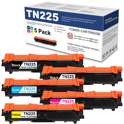 TN 225 Toner Cartridge Replacement for Brother TN225 (2BK/1C/1M/1Y) HL-3140CW