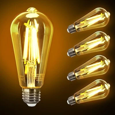6x Vintage E27 ST64 Filament LED Light Bulb 4W Decorative Industrial Edison Bulb