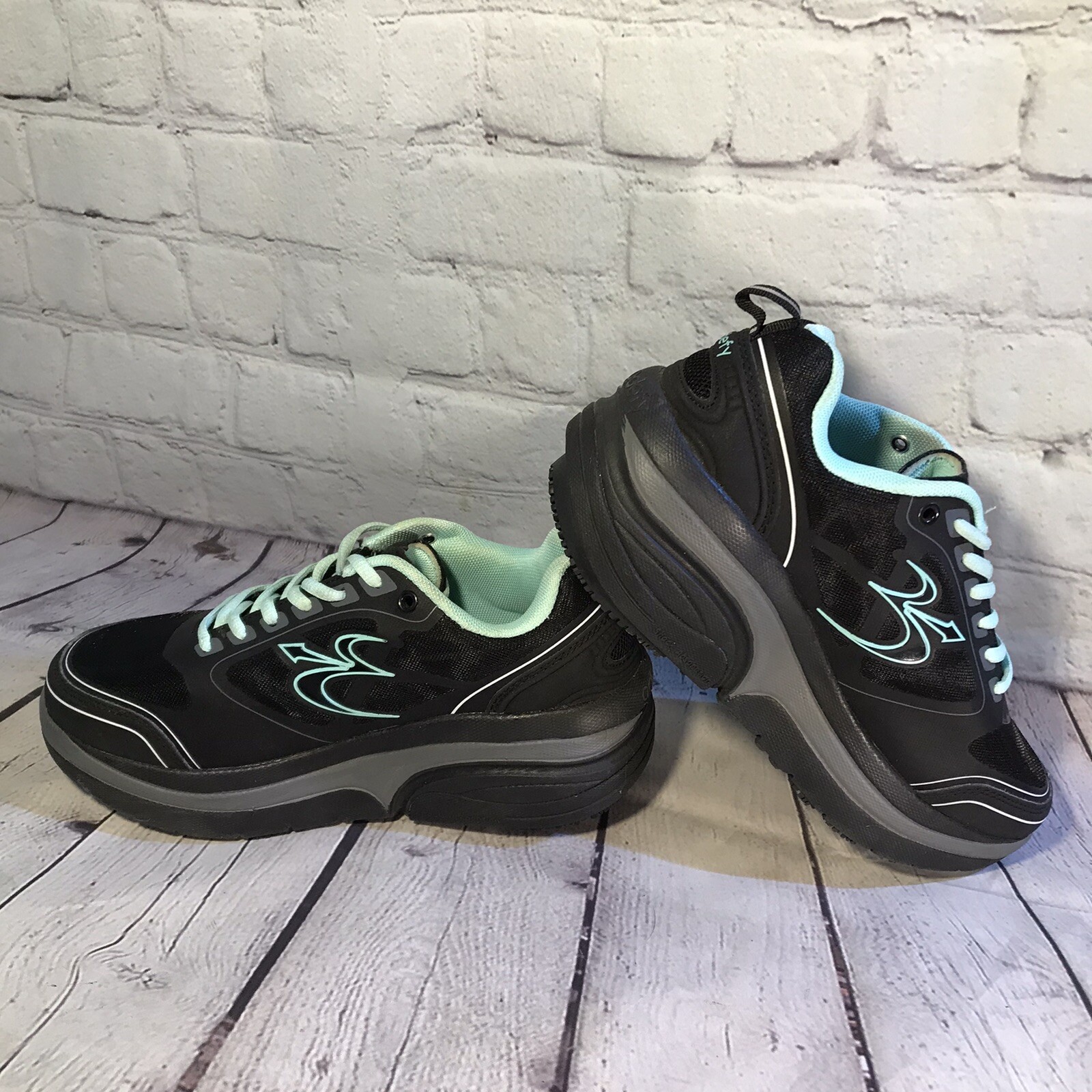 Gravity Women's Ion Gdefy TB9022FTLXW Black Teal Lace Up Sneaker Shoes