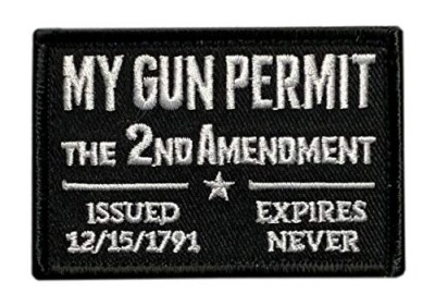 USA Gun Permit 2nd Amendment 1791 Patch [3.0 X 2.0  Hook  Fastener - GP7]