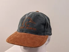 VTG Ducks Unlimited Two Tone Strapback Adjustable Hat Cap Leather Embroidered