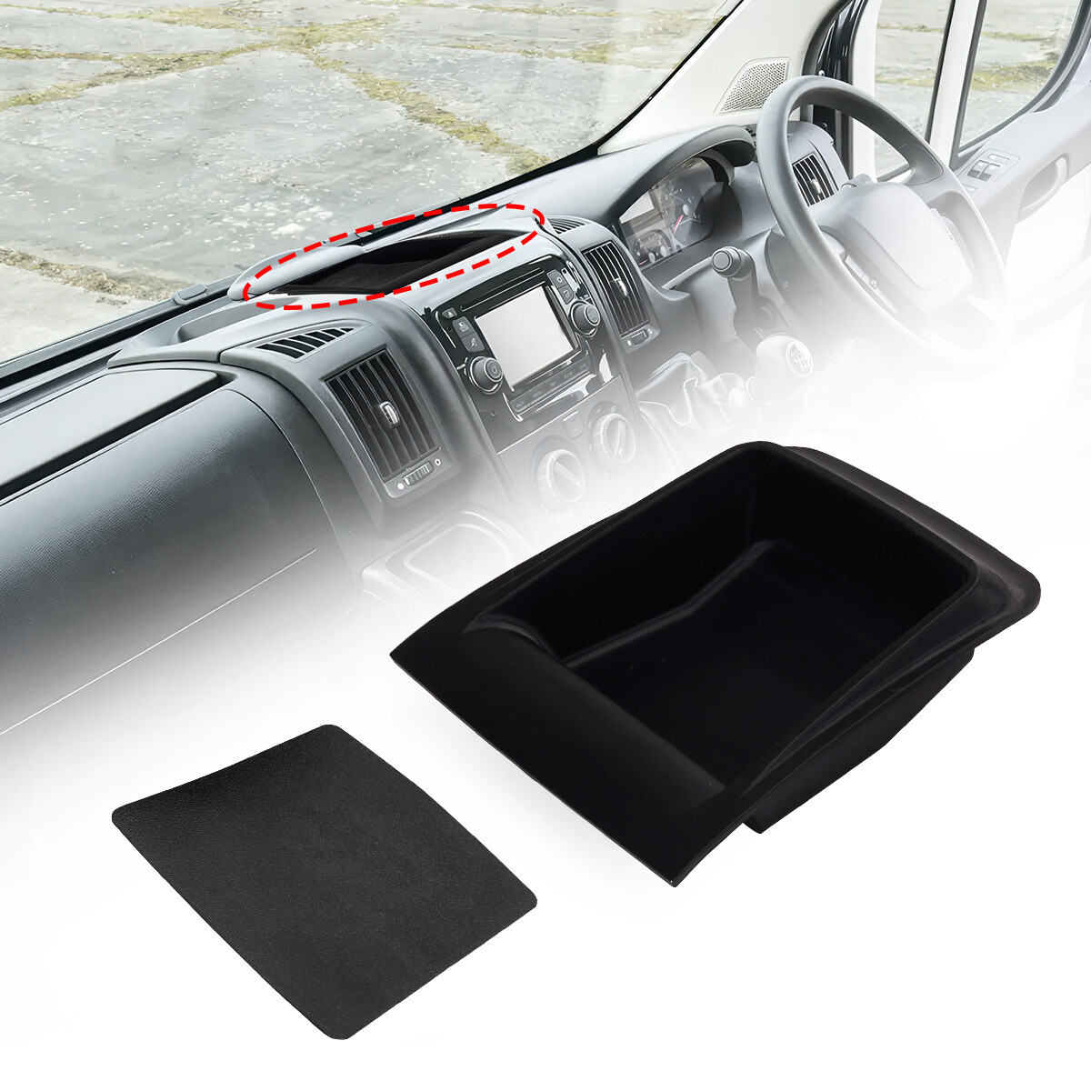 Vassoio Organizer Per Cruscotto Per Fiat Ducato, Citroen Relay, Peugeot Boxer Dal 2014 - Nero ABS