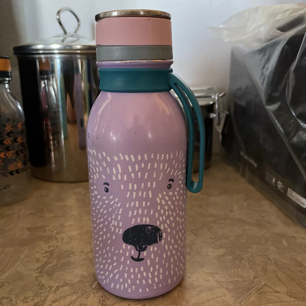 Rare Reduce Water Bottle Badger 14oz Vacuum Insulated Blue Reusable 7.5” w/Strap