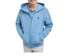 U.S. Polo Assn. Boys Light Blue Fleece Zip-Up Hoodie Size M NEW