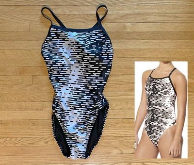 SPEEDO Modern Matrix Pro LT Flyback Swimsuit Competition Training NWT B&W 12 38