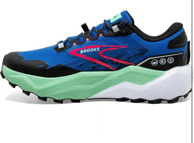 Brooks Caldera 7 Men's 10D Trail Running Shoes in Victoria Blue/Black/Spring Bud
