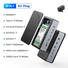 Docking Station Deck with Dual M.2 NVME SSD Case 3.5 Hard Drive Enclosure Steam 