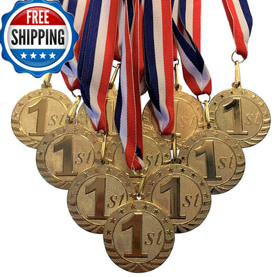 Express Medals Metal 1St First Place Medals And Red White And Blue Neck